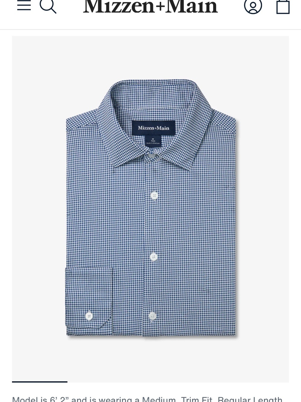 Mizzen+Main Navy and White Micro Gingham Dress Shirt